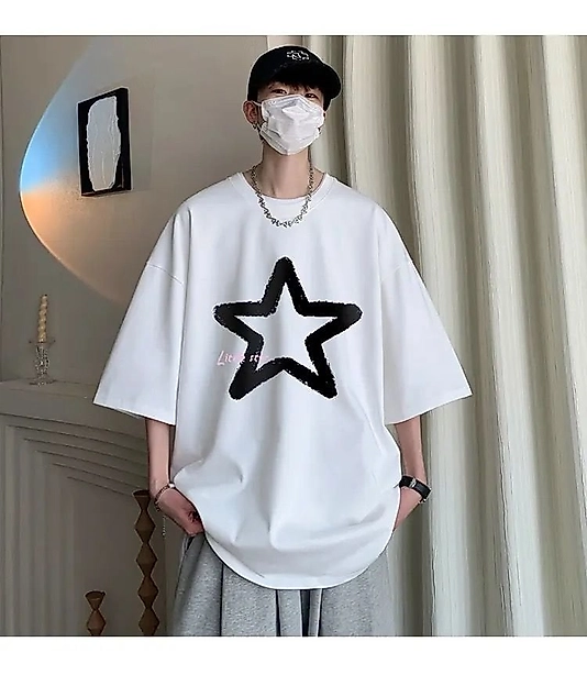 Star Baskılı Oversize T-shirt